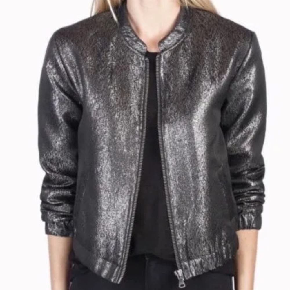 Rosie Huntington-Whiteley x Paige Kimi metallic oversized brocade puffer jacket
